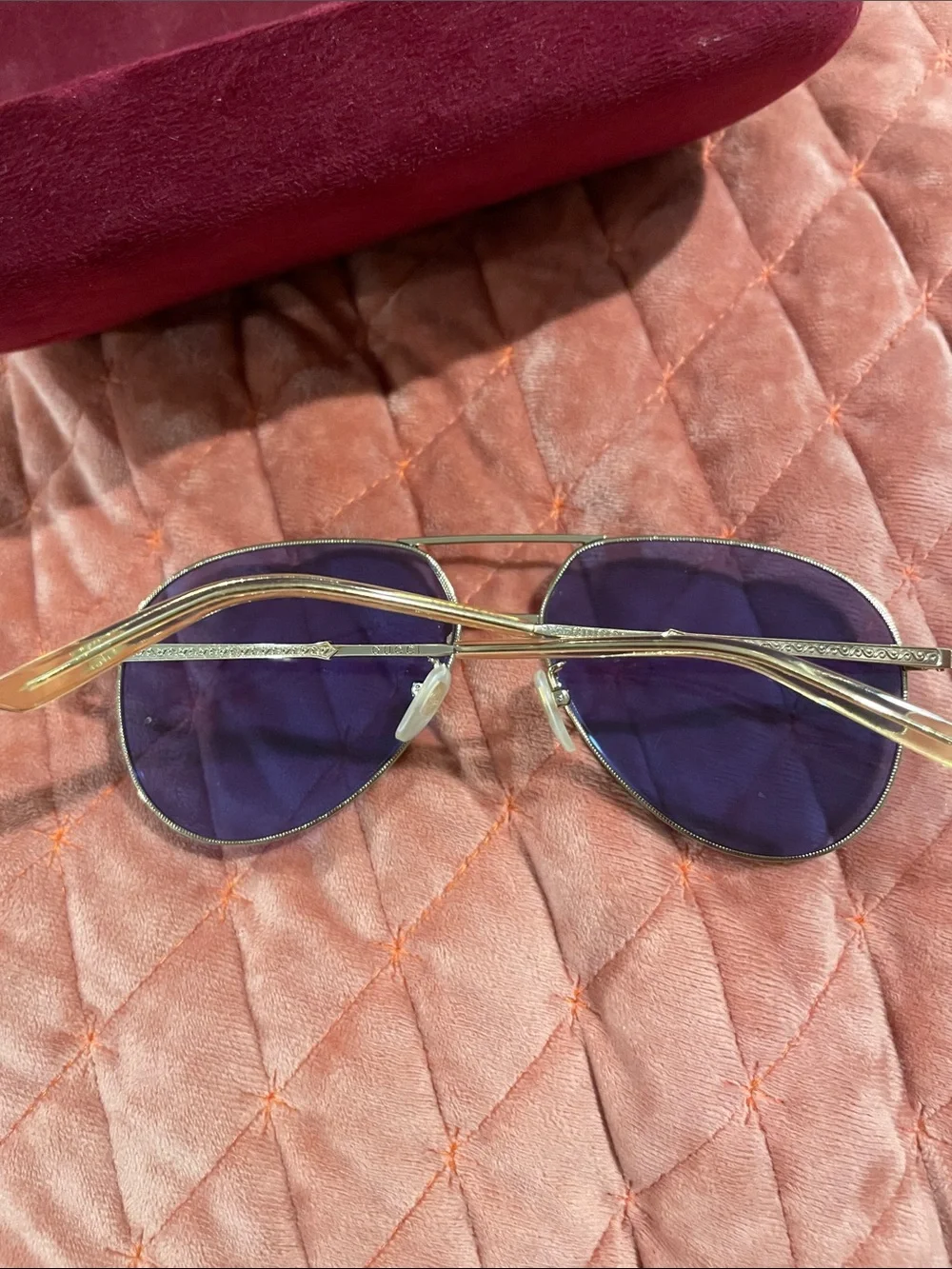 Gucci Gold Frame Sunglasses with blue Lenses